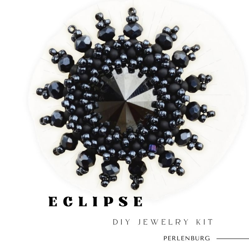 Schmuckherstellungs Set 90 / Perlenring selber machen DIY Kit mit Perlen + Anleitung + Zubehör Schwarzer Kristallring DIY Schmuckset Eclipse mit Perlen und Anleitung