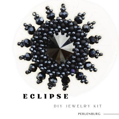 Schwarzer Kristallring DIY Schmuckset Eclipse mit Perlen und Anleitung