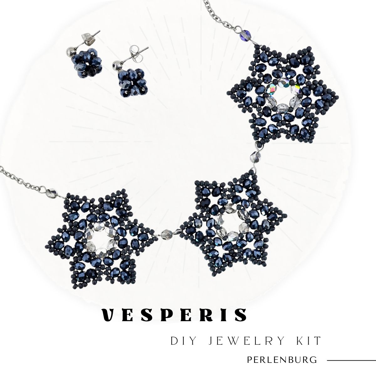 Schmuckherstellungs Set 60/ Perlenkette + Ohrringe selber machen DIY Kit mit Perlen + Anleitung + Zubehör