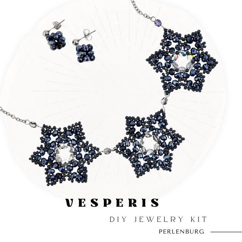 Schmuckherstellungs Set 60/ Perlenkette + Ohrringe selber machen DIY Kit mit Perlen + Anleitung + Zubehör