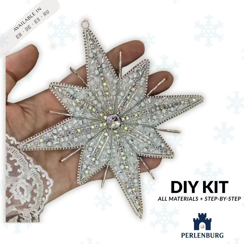 DIY-Kit 932/ Weihnachten Stern  selber sticken DIY Kit mit Perlen + Anleitung + Zubehör