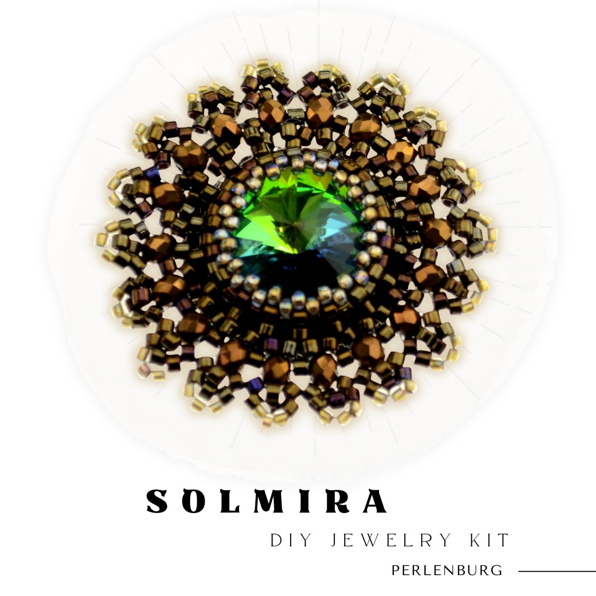 Schmuckherstellungs Set 912 / Brosche selber sticken DIY Kit mit Perlen + Anleitung + Zubehör