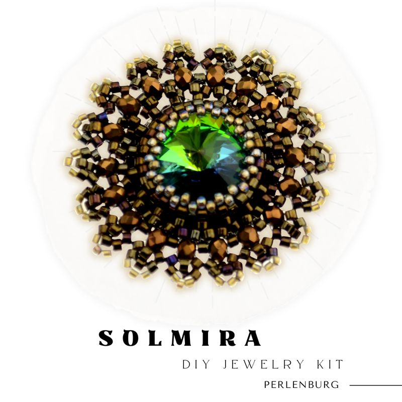Schmuckherstellungs Set 912 / Brosche selber sticken DIY Kit mit Perlen + Anleitung + Zubehör