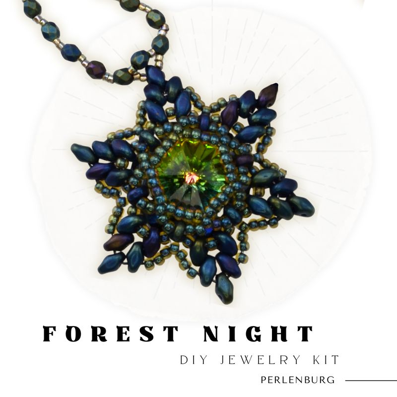 DIY-Kit Anhänger - „Forest Night“  Set mit Perlen, Anleitung und Zubehör DIY-Kit Anhänger - „Forest Night“  Set mit Perlen, Anleitung und Zubehör