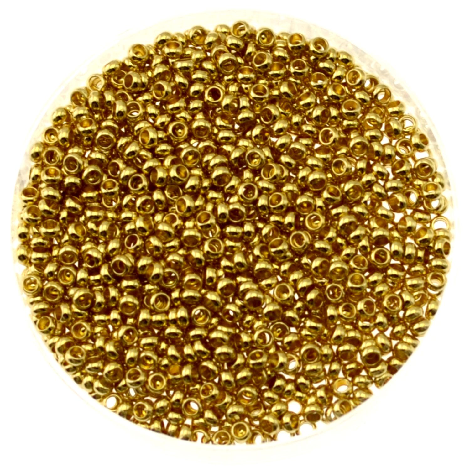 Quetschperlen rund – Edelstahl goldfarben, 2 mm (20 Stück) Quetschperlen rund – Edelstahl goldfarben, 2 mm (20 Stück)