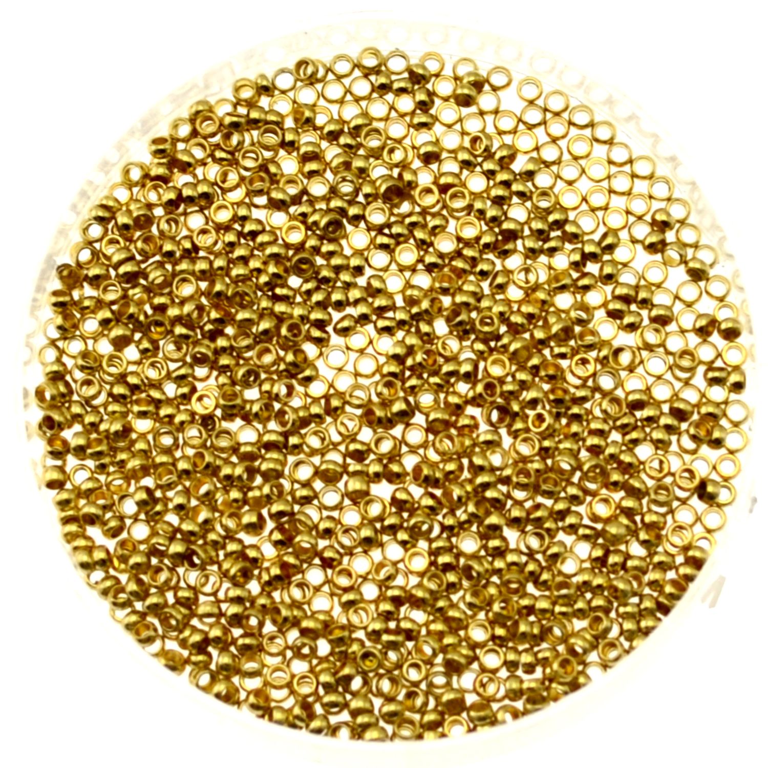 Quetschperlen rund – Edelstahl vergoldet, 1 mm (20 Stück) Quetschperlen rund – Edelstahl vergoldet, 1 mm (20 Stück)