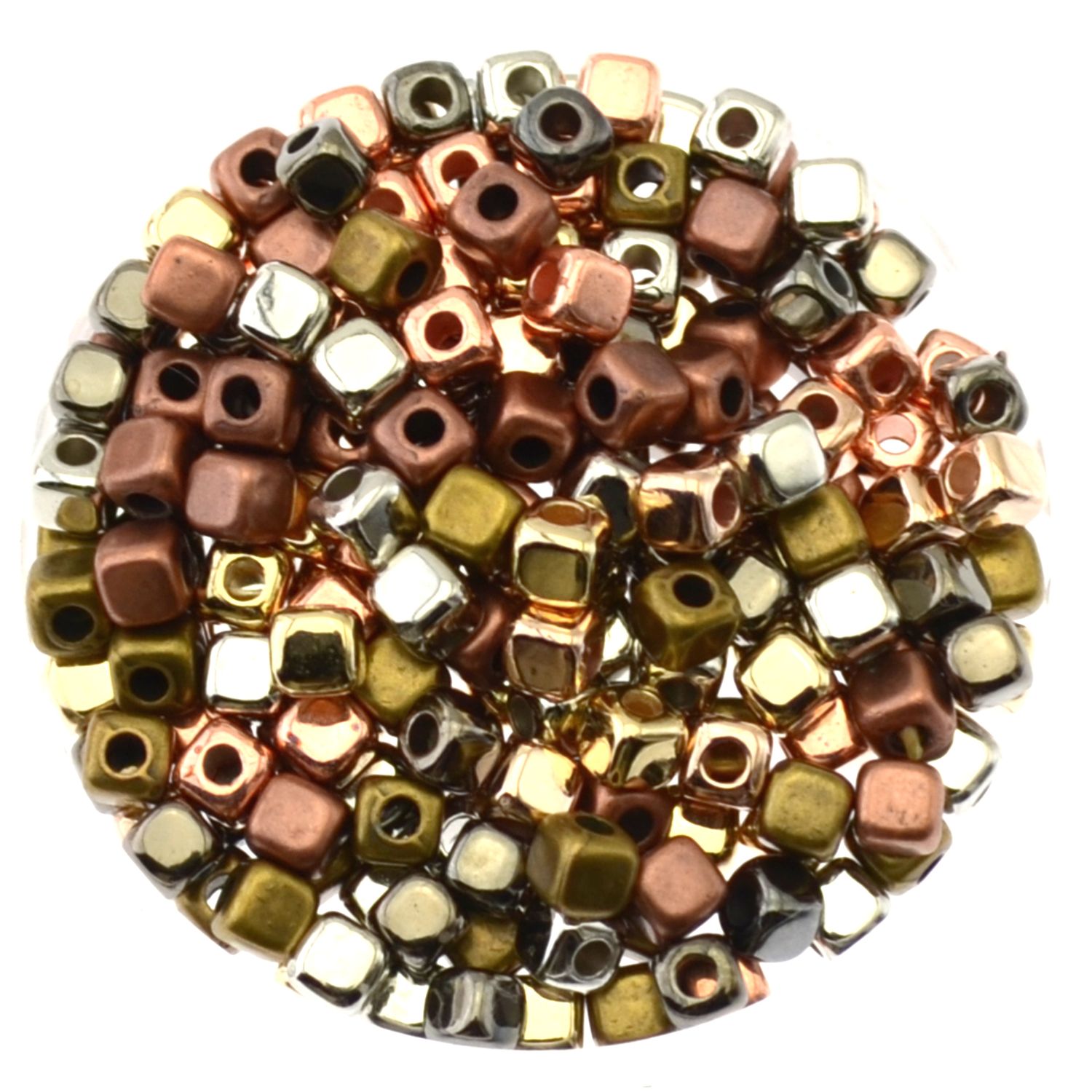 Würfelperlen-Mix – Metallicfarben, 4 mm (40 Stück) Würfelperlen-Mix – Metallicfarben, 4 mm (40 Stück)