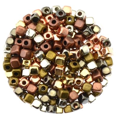 Würfelperlen-Mix – Metallicfarben, 4 mm (40 Stück) Würfelperlen-Mix – Metallicfarben, 4 mm (40 Stück)