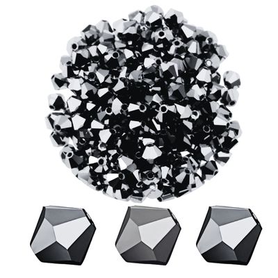 Preciosa Elements Bicone Kristallperlen – dunkel Hämatit, 4 mm (20 Stück)