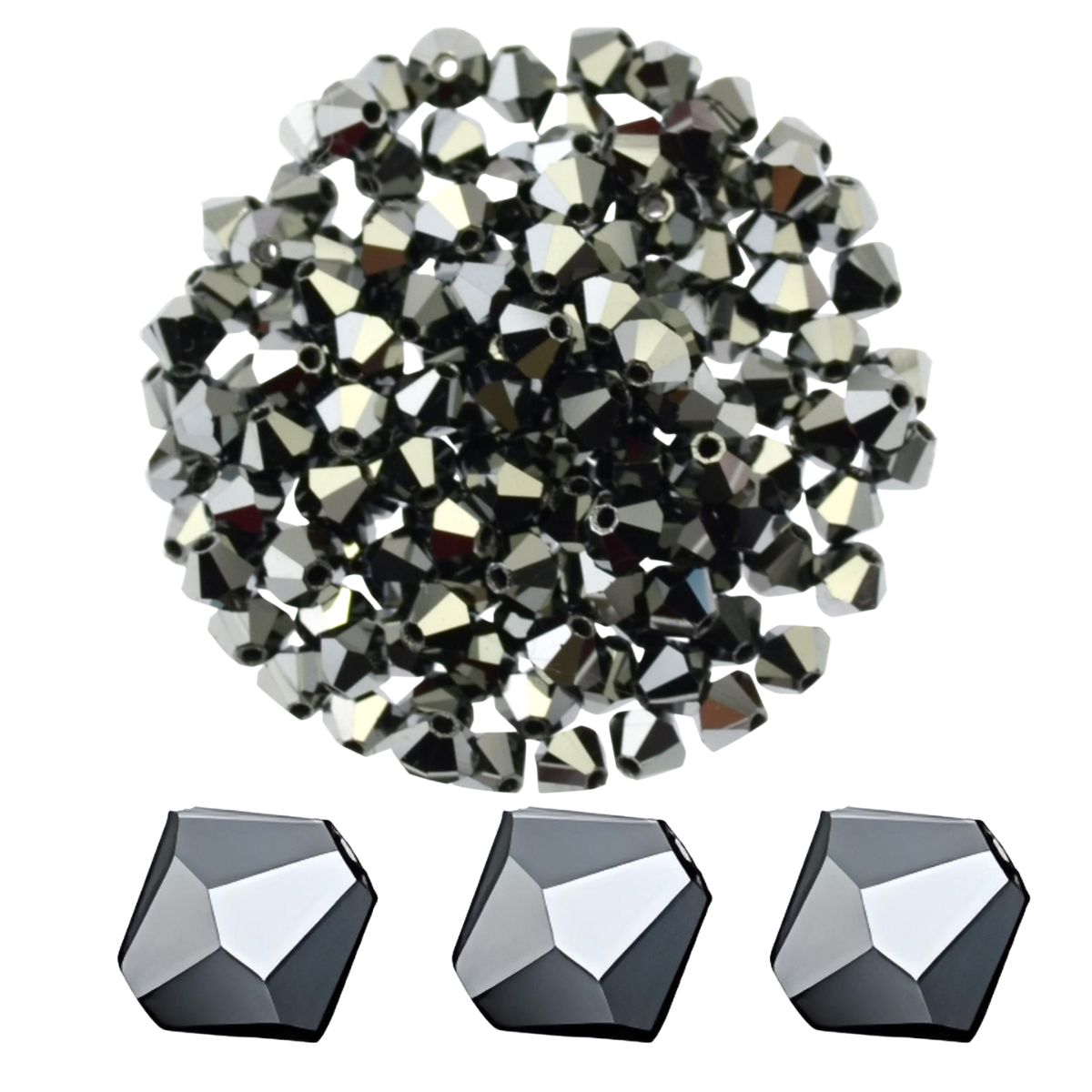 Preciosa Elements Bicone Kristallperlen – helles Hematit, 4 mm (20 Stück) Preciosa Elements Bicone Kristallperlen – helles Hematit, 4 mm (20 Stück)