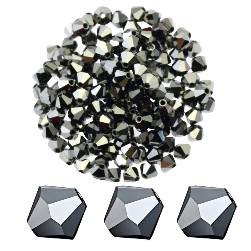 Preciosa Elements Bicone Kristallperlen – helles Hematit, 4 mm (20 Stück) Preciosa Elements Bicone Kristallperlen – helles Hematit, 4 mm (20 Stück)