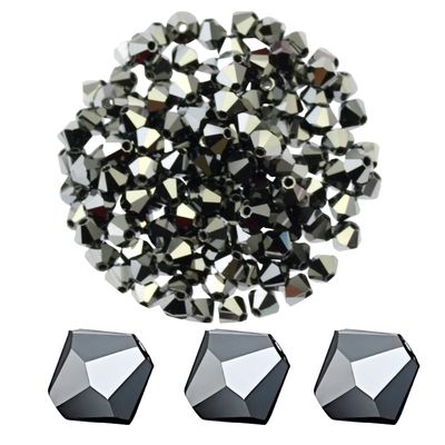 Preciosa Elements Bicone Kristallperlen – helles Hematit, 4 mm (20 Stück) Preciosa Elements Bicone Kristallperlen – helles Hematit, 4 mm (20 Stück)