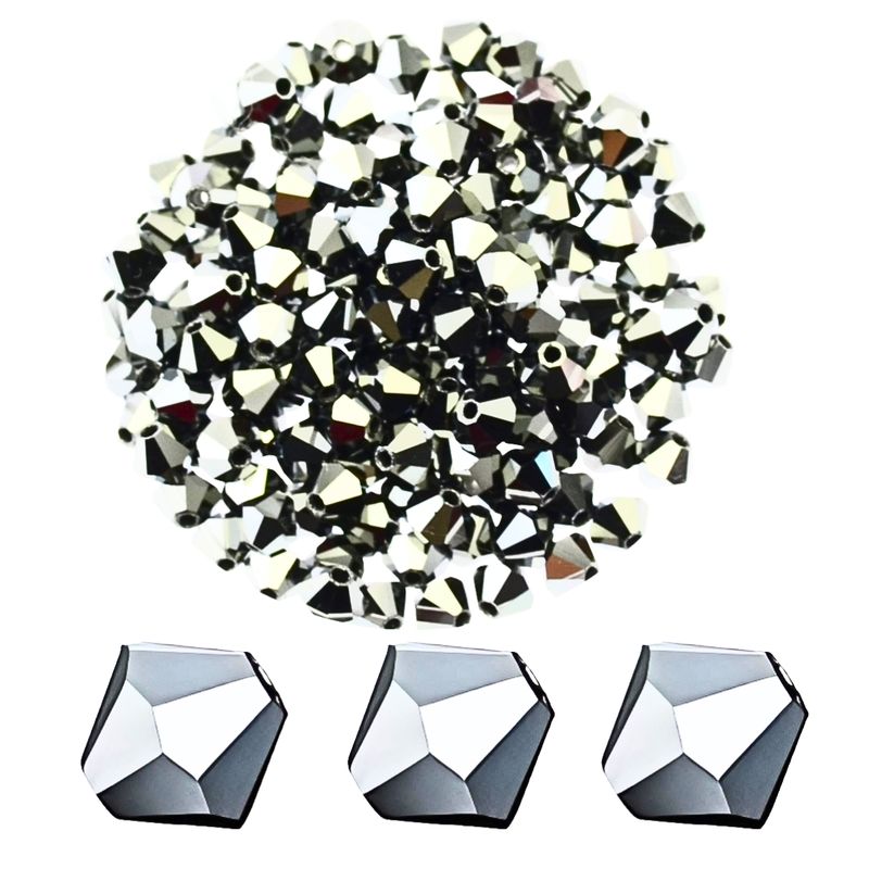 Preciosa Elements Bicone Kristallperlen – silber, 4 mm (12 Stück)