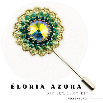 Schmuckherstellungs Set 915 / Brosche selber sticken DIY Kit mit Perlen + Anleitung + Zubehör