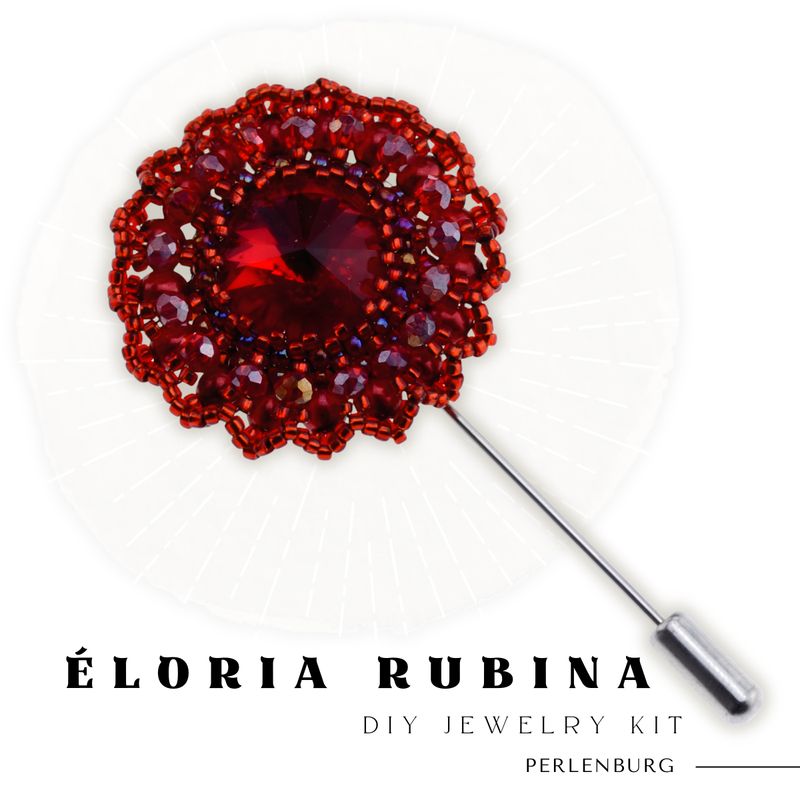 Schmuckherstellungs Set 915 / Brosche selber sticken DIY Kit mit Perlen + Anleitung + Zubehör Schmuckherstellungs Set 915 / Brosche selber sticken DIY Kit mit Perlen + Anleitung + Zubehör