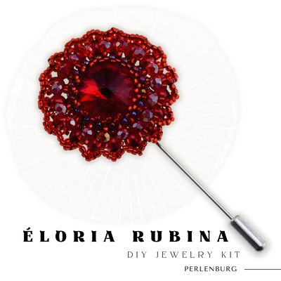 Schmuckherstellungs Set 915 / Brosche selber sticken DIY Kit mit Perlen + Anleitung + Zubehör