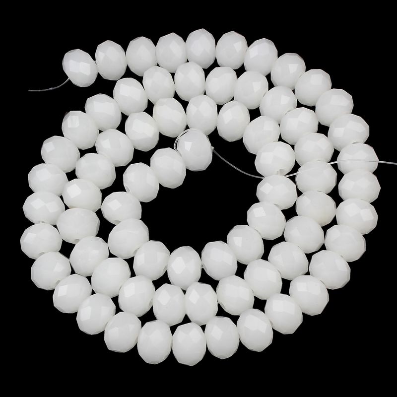Rondellen Glasperlen 4mm facettiert opak weiß glänzend / 40 Stück Rondellen Glasperlen 4mm facettiert opak weiß glänzend / 40 Stück