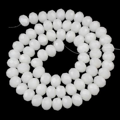 Rondellen Glasperlen 4mm facettiert opak weiß  glänzend / 40 Stück