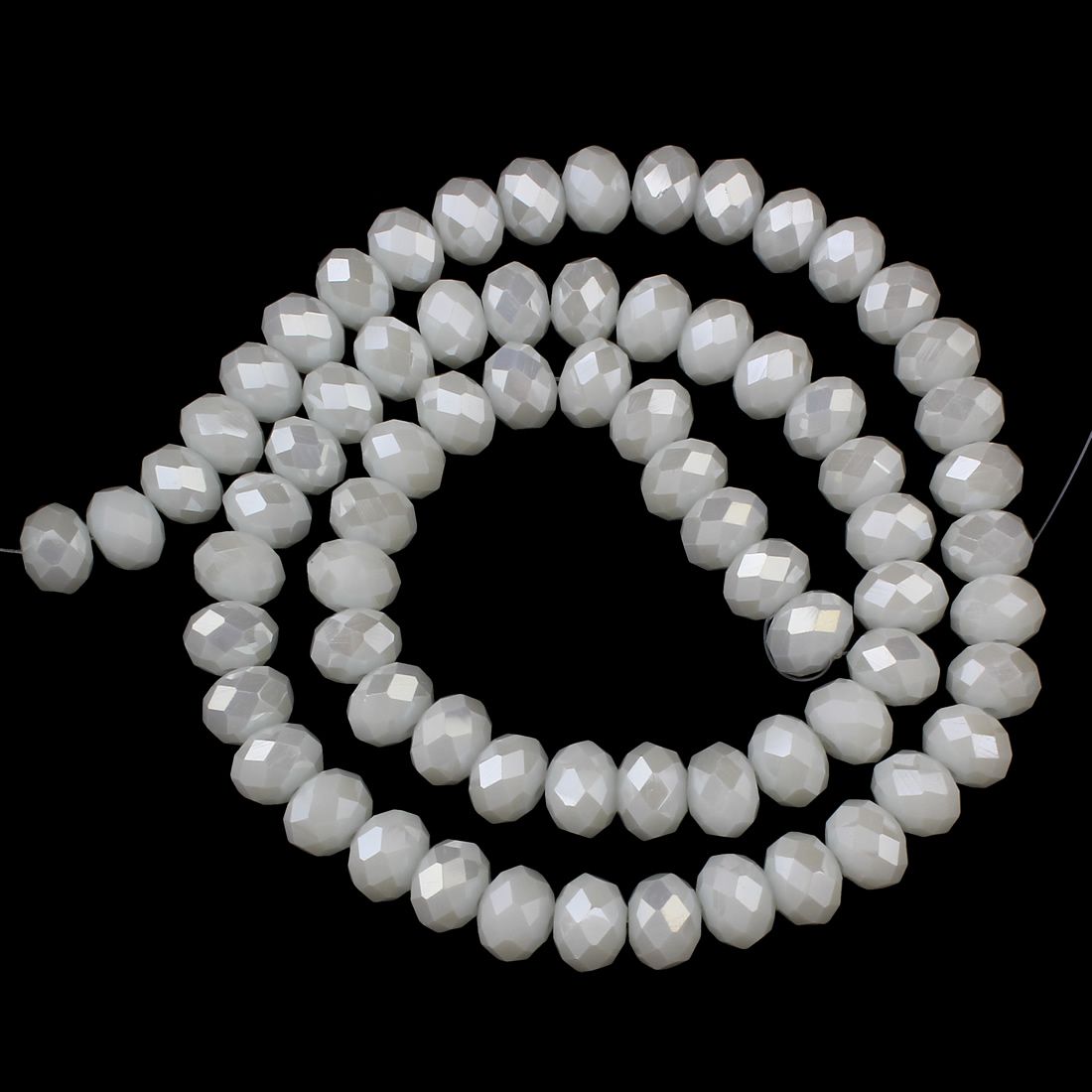 Rondellen Glasperlen 4mm facettiert  Weiß Opak AB-Effekt/ 40 Stück