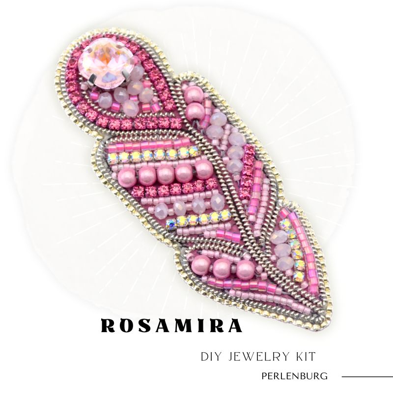 Schmuckherstellungs Set / Brosche selber sticken DIY Kit mit Perlen + Anleitung + Zubehör Schmuckherstellungs Set / Brosche selber sticken DIY Kit mit Perlen + Anleitung + Zubehör