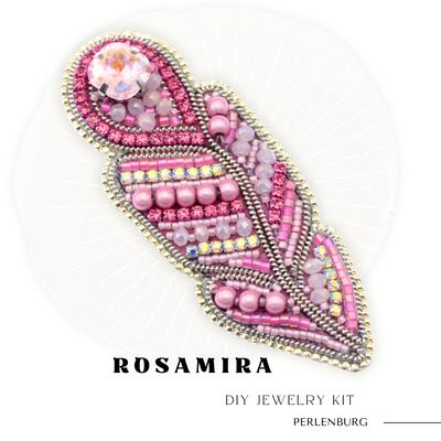 Schmuckherstellungs Set / Brosche selber sticken DIY Kit mit Perlen + Anleitung + Zubehör