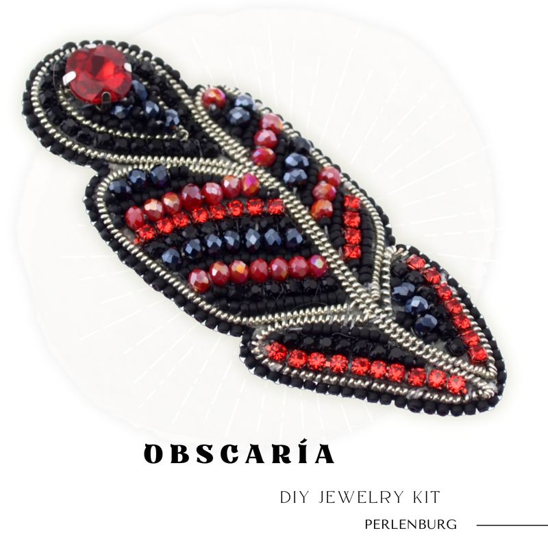 Schmuckherstellungs Set / Brosche selber sticken DIY Kit mit Perlen + Anleitung + Zubehör Schmuckherstellungs Set / Brosche selber sticken DIY Kit mit Perlen + Anleitung + Zubehör