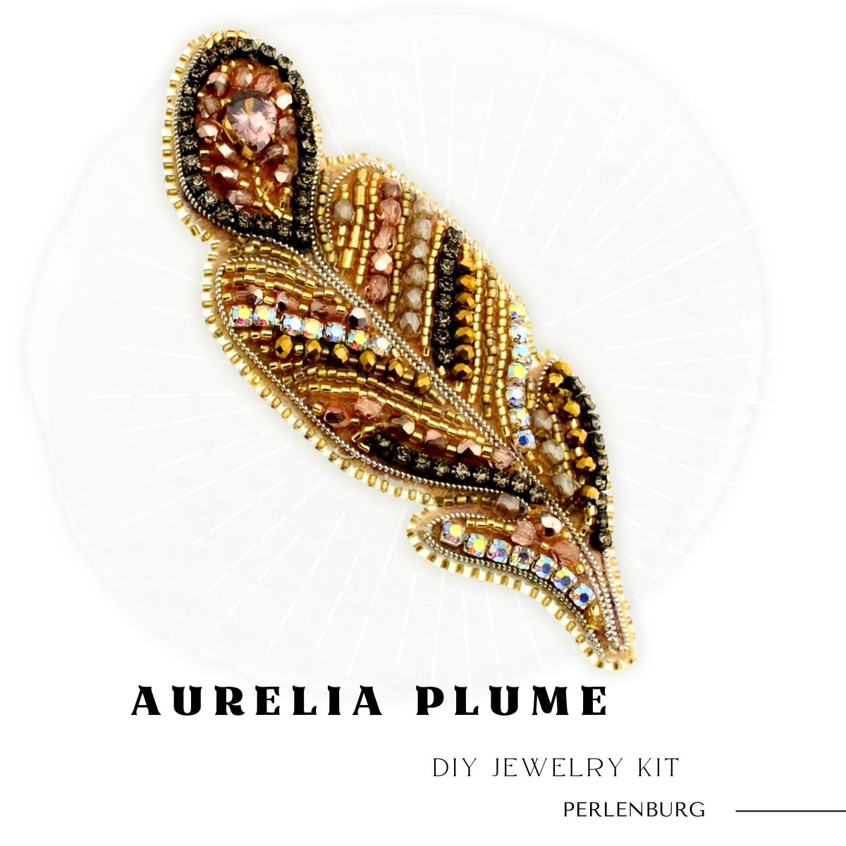 Schmuckherstellungs Set 908 / Brosche selber sticken DIY Kit mit Perlen + Anleitung + Zubehör