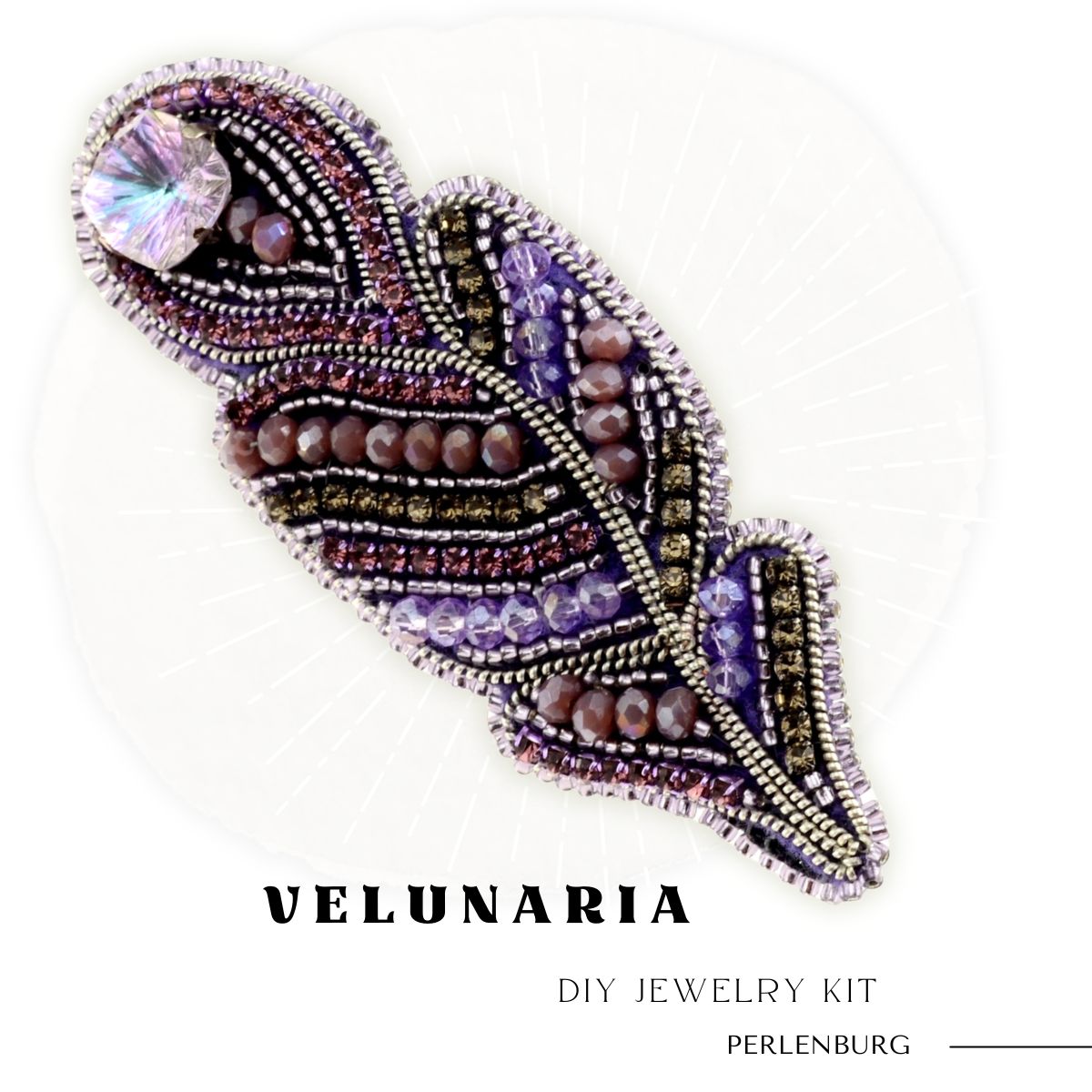 Schmuckherstellungs Set / Brosche selber sticken DIY Kit mit Perlen + Anleitung + Zubehör