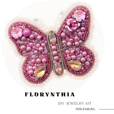 DIY-Kit 930/ Brosche selber sticken DIY Kit mit Perlen + Anleitung + Zubehör