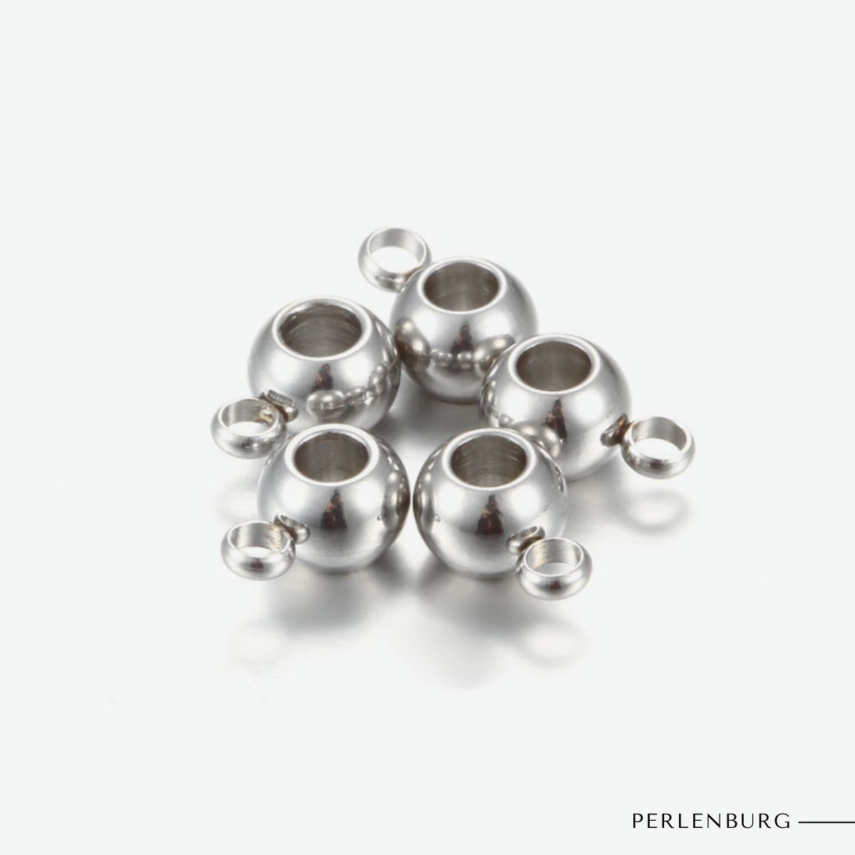 Edelstahl-Ösenperle 6 mm – Titanstahl poliert für DIY-Schmuck / 3 Stück