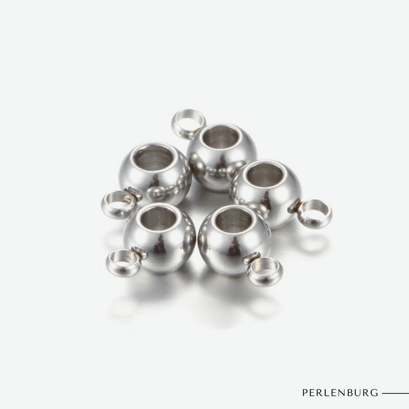 Edelstahl-Ösenperle 6 mm – Titanstahl poliert für DIY-Schmuck / 3 Stück