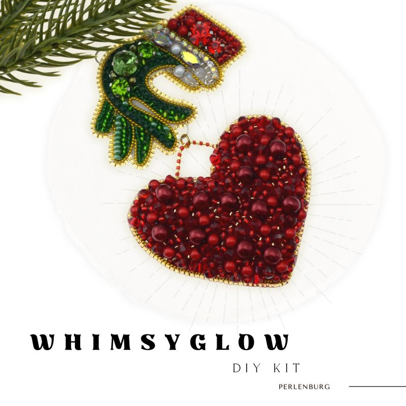 DIY-Kit / Weihnachten Herz selber sticken DIY Kit mit Perlen + Anleitung + Zubehör