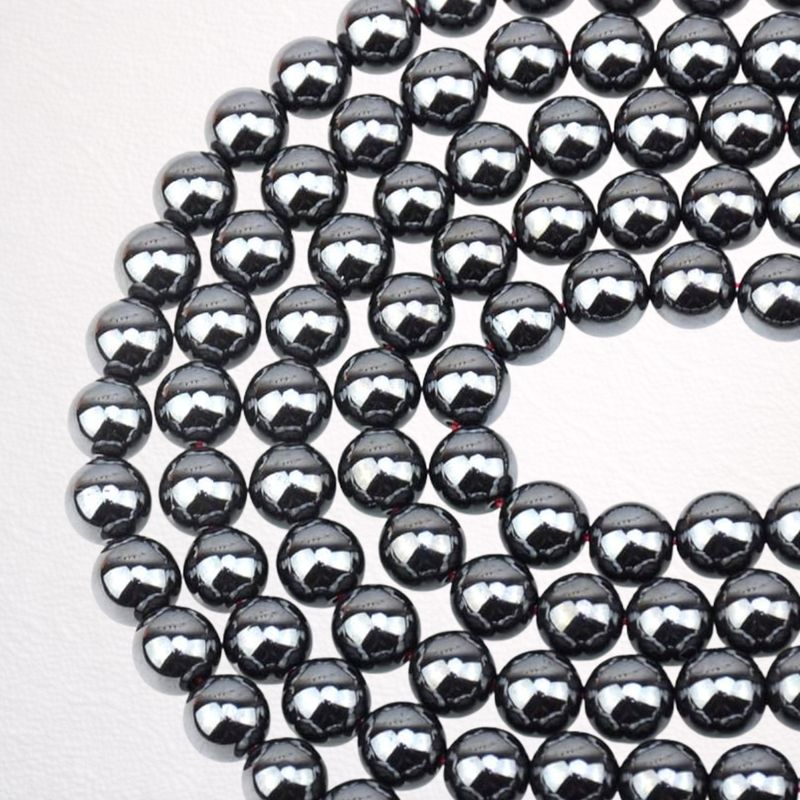 Glänzende, schwarze Hämatit-Perlen in 6 mm Größe – perfekt für DIY-Schmuckdesigns.