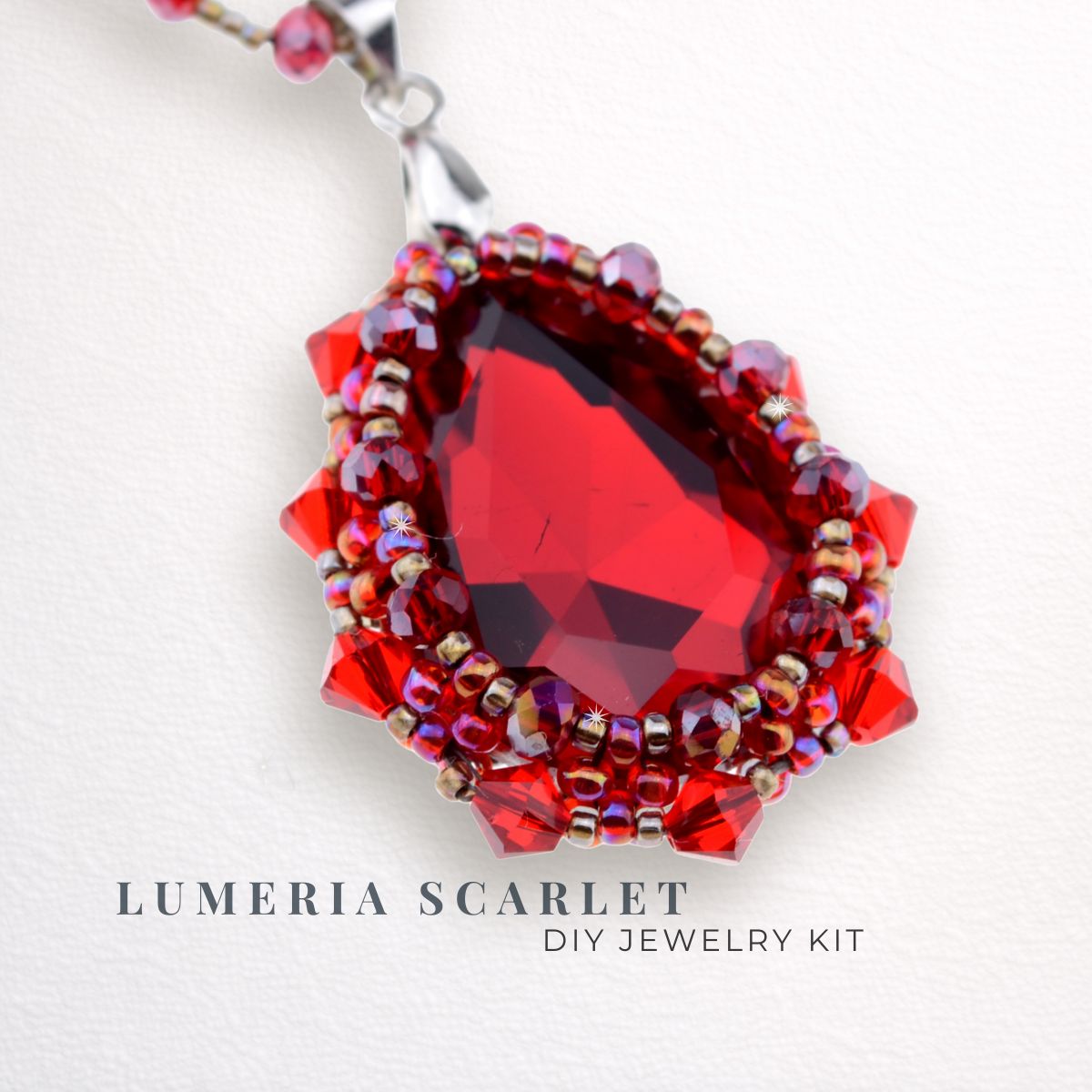 DIY-Schmuckset „Lumeria Scarlet“ – Rubin-Anhänger basteln