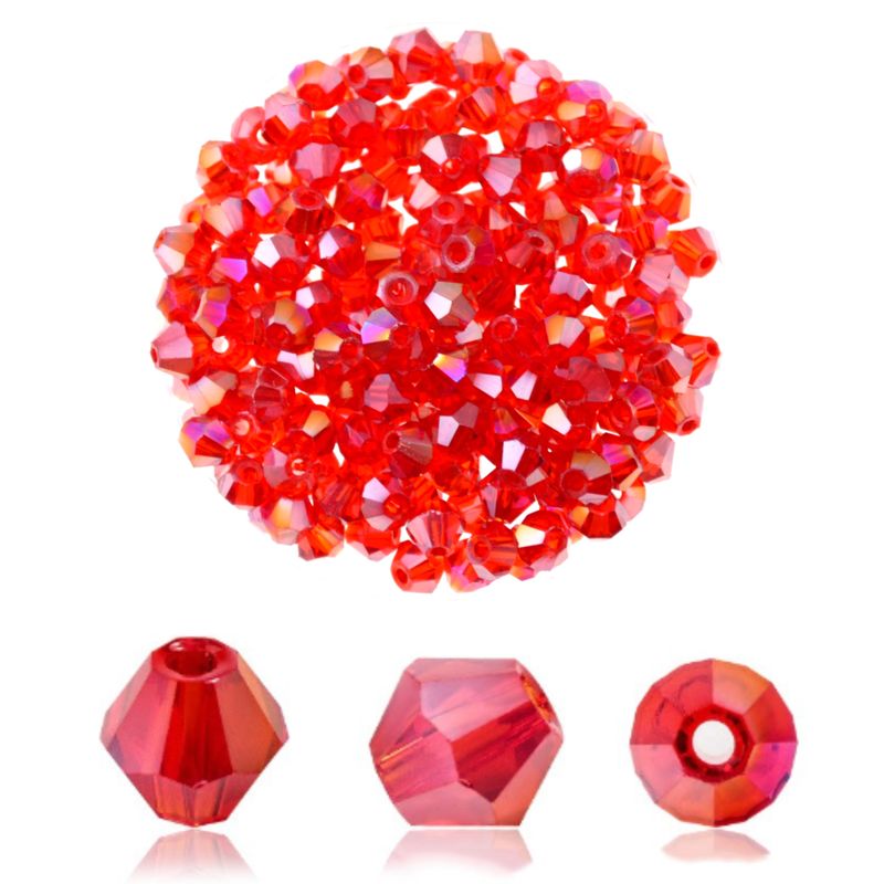 Doppelkegel Kristallglasperlen Rot 4mm – 40 Stück – DIY Schmuckperlen

