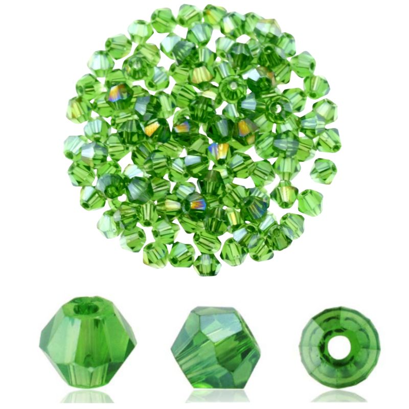 Doppelkegel Kristall-Glas-Perlen 4mm – Frisches Grün für lebendige Schmuckideen/ 40 Stück