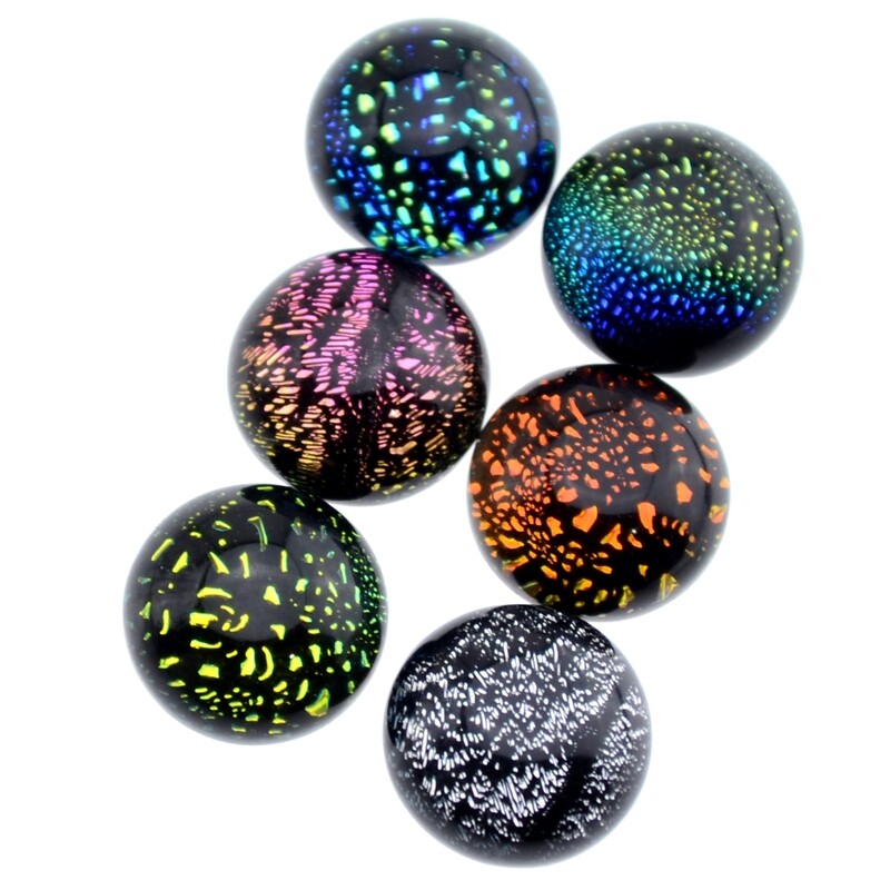 Dichroic Glas Cabohon 10mm/ 6 Stück