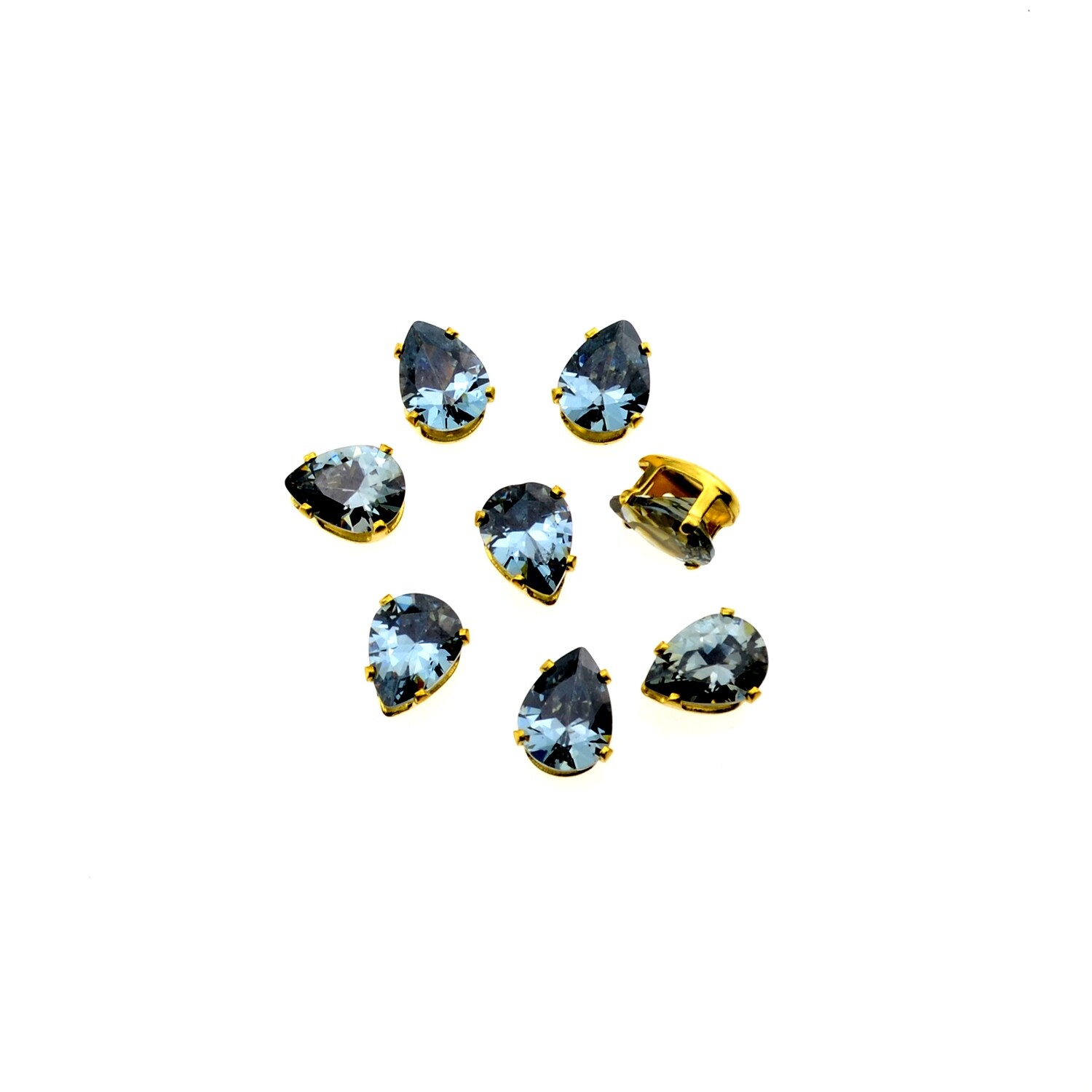Hochwertige Strassperlen aus Zirconia in Fassung 6x8mm zum Aufnähen / 3 Stück Hochwertige Strassperlen aus Zirconia in Fassung 6x8mm zum Aufnähen / 3 Stück