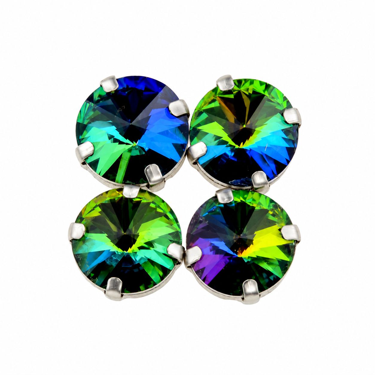 Crystal-Rivoli Vitrail in Edelstahlfassung – 14 mm zum Aufnähen (1 Stück) Crystal-Rivoli Vitrail in Edelstahlfassung – 14 mm zum Aufnähen (1 Stück)