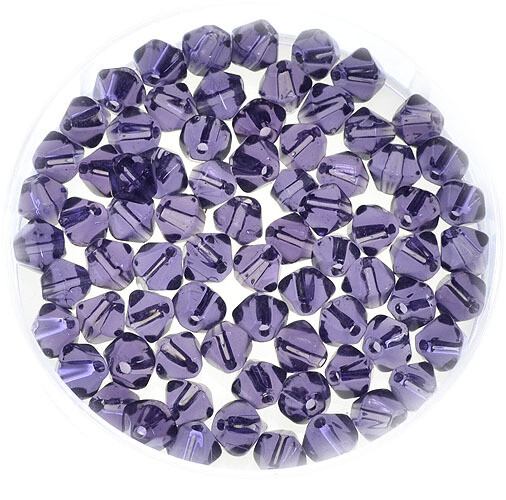 Bicone Glasperlen – Lila, 4 mm (40 Stück) Facettierte Bicone-Glasperlen in Lila – 4 mm, 40 Stück im Runddöschen
