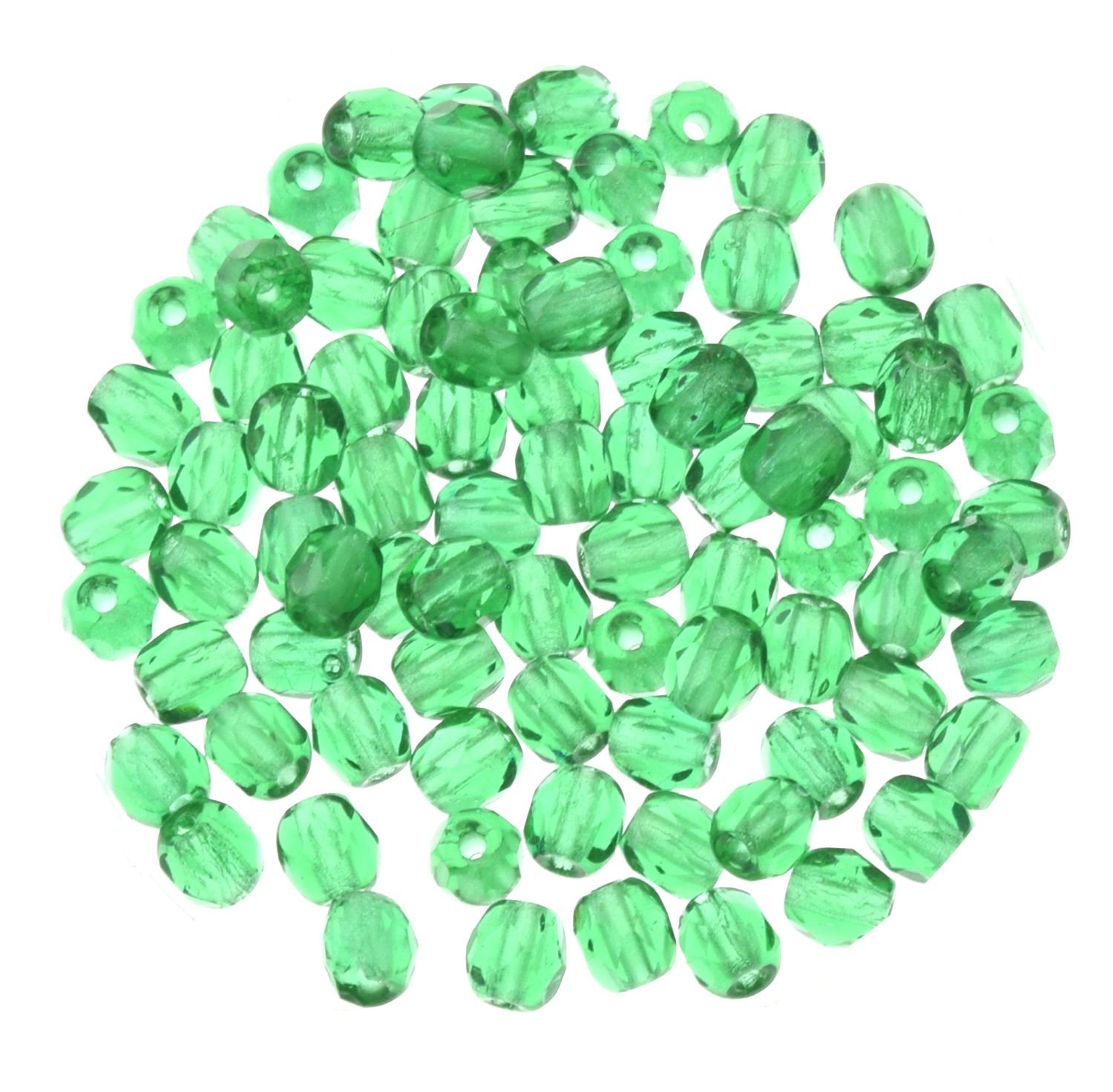 Tschechische Glasschliffperlen – Grün, 4 mm (40 Stück) Tschechische Glasschliffperlen – Grün, 4 mm (40 Stück)