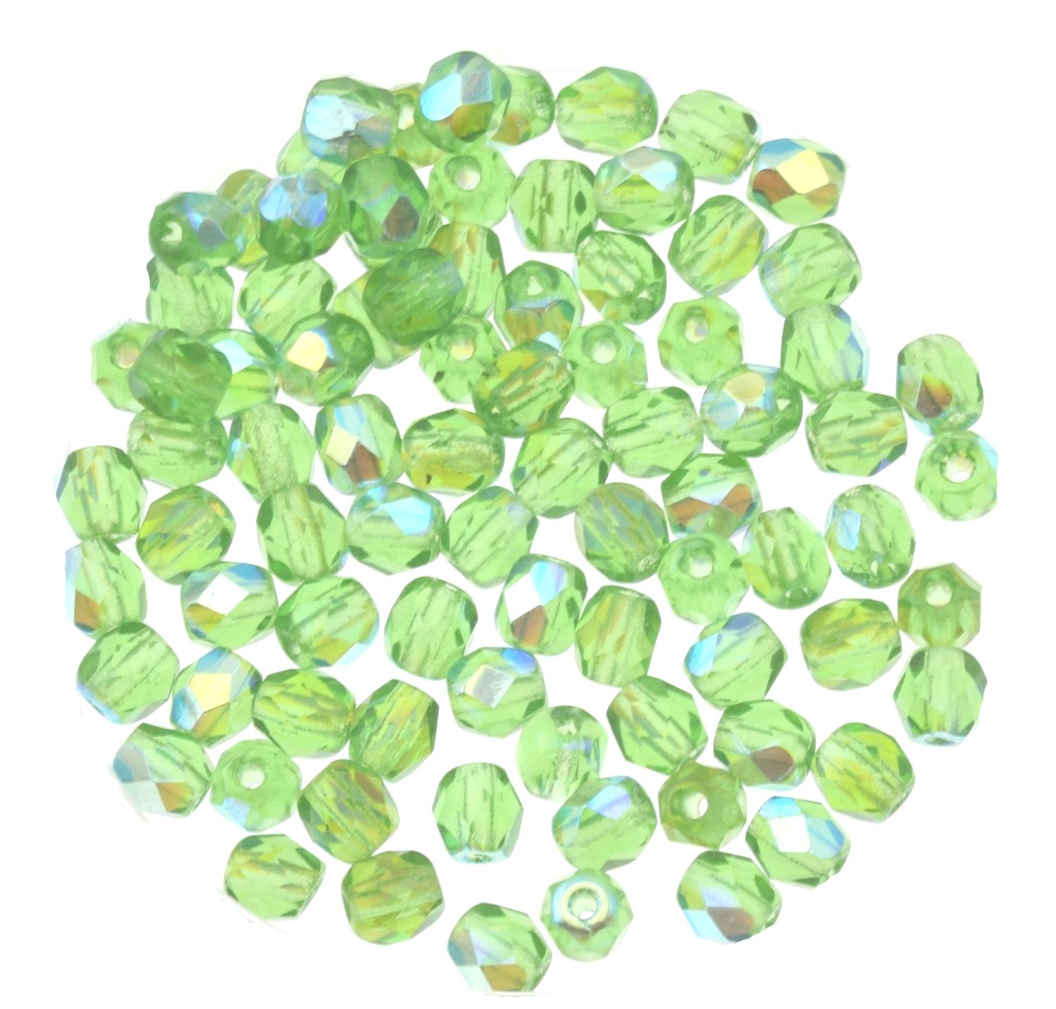 Glasschliffperlen – Grün Iris, 4 mm (40 Stück) Glasschliffperlen – Grün Iris, 4 mm (40 Stück)