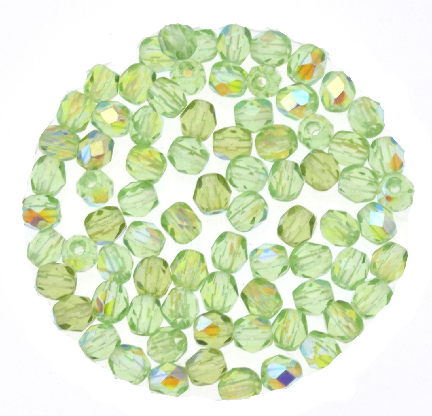 Glasschliffperlen – Grün AB, 4 mm (40 Stück) Glasschliffperlen – Grün AB, 4 mm (40 Stück)