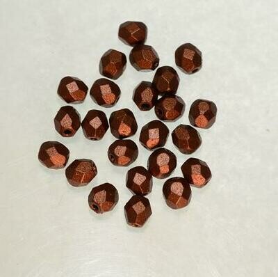 Feuerpolierte 4mm Matte Metallic Dark Copper / 25 Stück Feuerpolierte 4mm Matte Metallic Dark Copper / 25 Stück