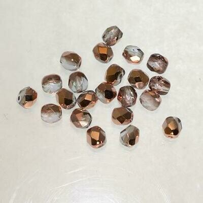 Facettierte Glasperlen – Transparent mit Metallic-Finish, 4 mm (40 Stück)