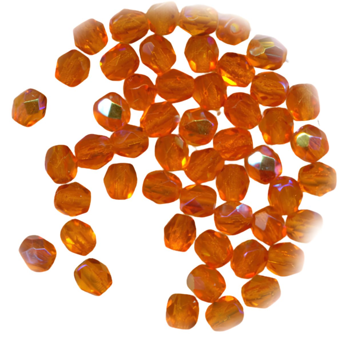 Feuerpolierte Glasperlen – Orange AB, 4 mm (40 Stück) Feuerpolierte Glasperlen – Orange AB, 4 mm (40 Stück)