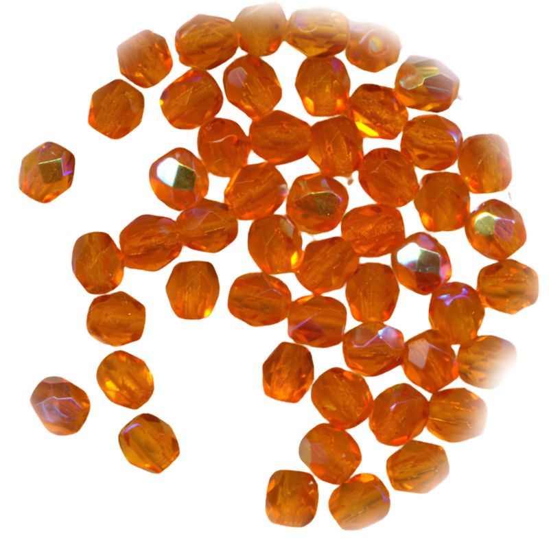Feuerpolierte Glasperlen – Orange AB, 4 mm (40 Stück) Feuerpolierte Glasperlen – Orange AB, 4 mm (40 Stück)