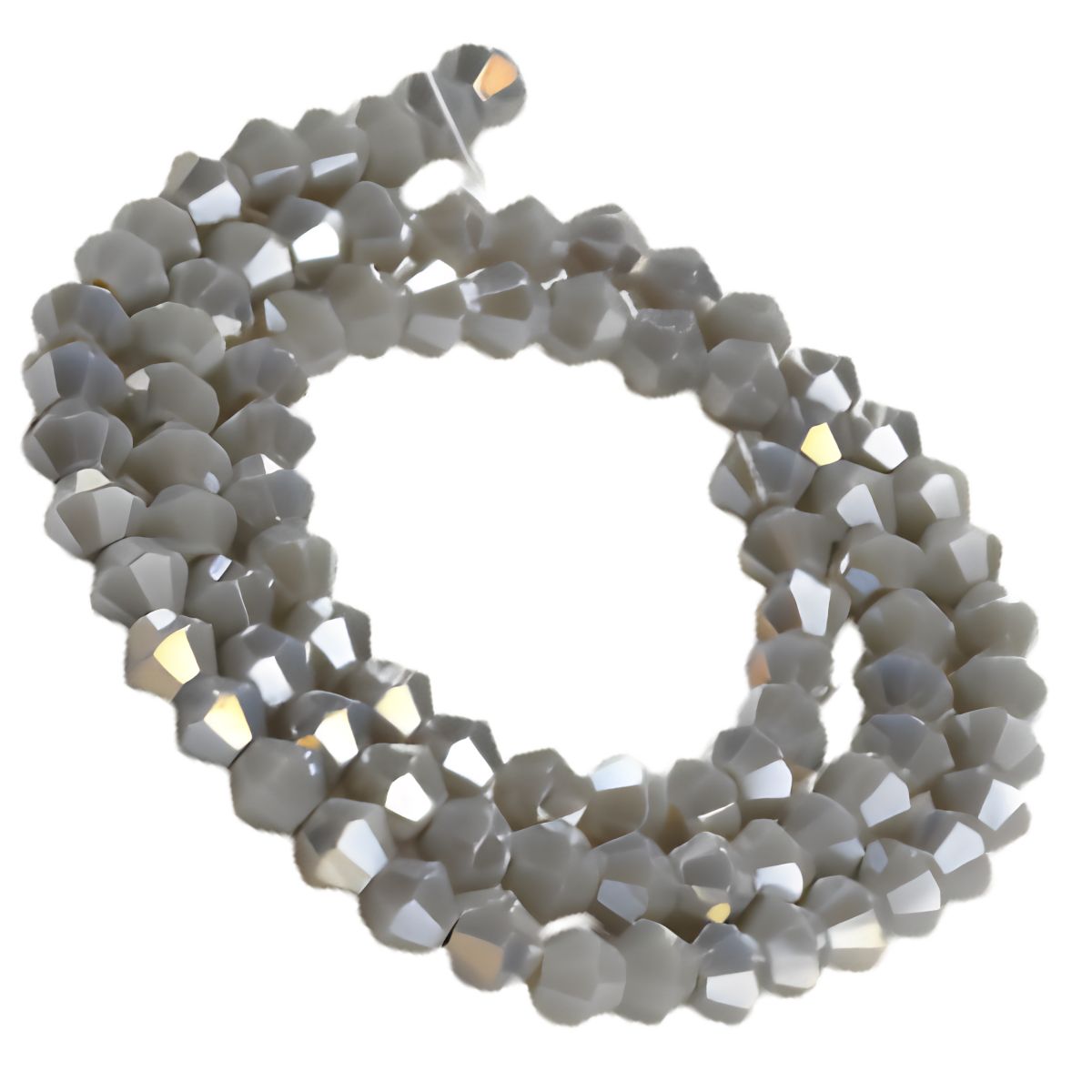 Facettierte Bicone-Glasperlen – Grau mit AB-Effekt, 4 × 4 mm /40 Stück Facettierte Bicone-Glasperlen – Grau mit AB-Effekt, 4 × 4 mm /40 Stück
