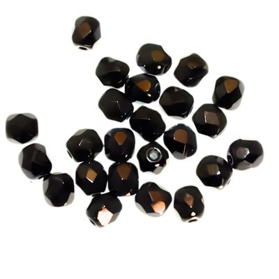 Feuerpolierte Glasperlen – Schwarz, 4 mm (25 Stück)