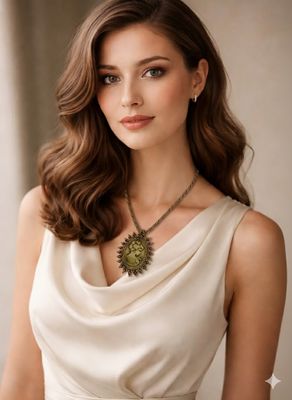 Cameo Amber – Handgefertigte Kamee-Kette | Bernstein-Gold, Vintage Statement Necklace, Unikat aus Glasperlen